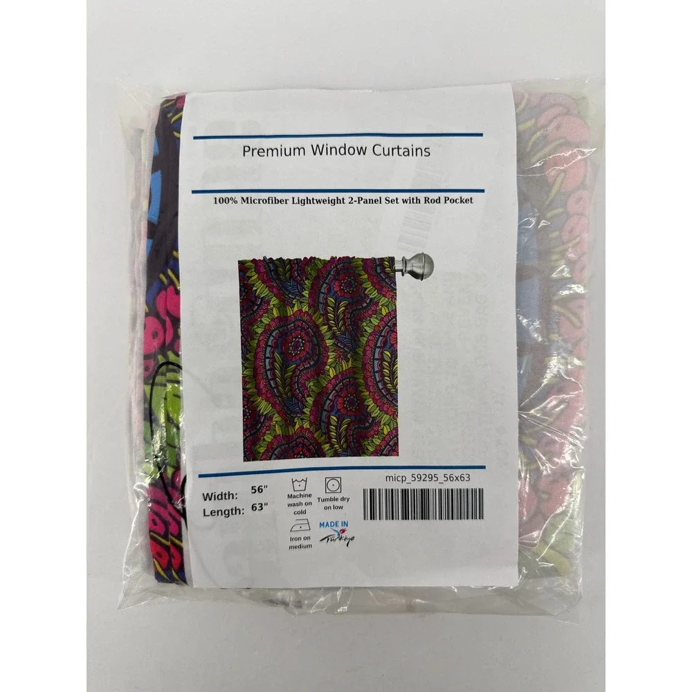 Ambesonne Paisley Floral Window Curtains 2 Panel Set 56x63 Multi-Color